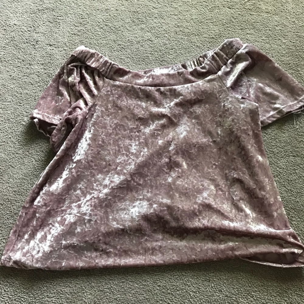 crushed velvet off the shoulder top